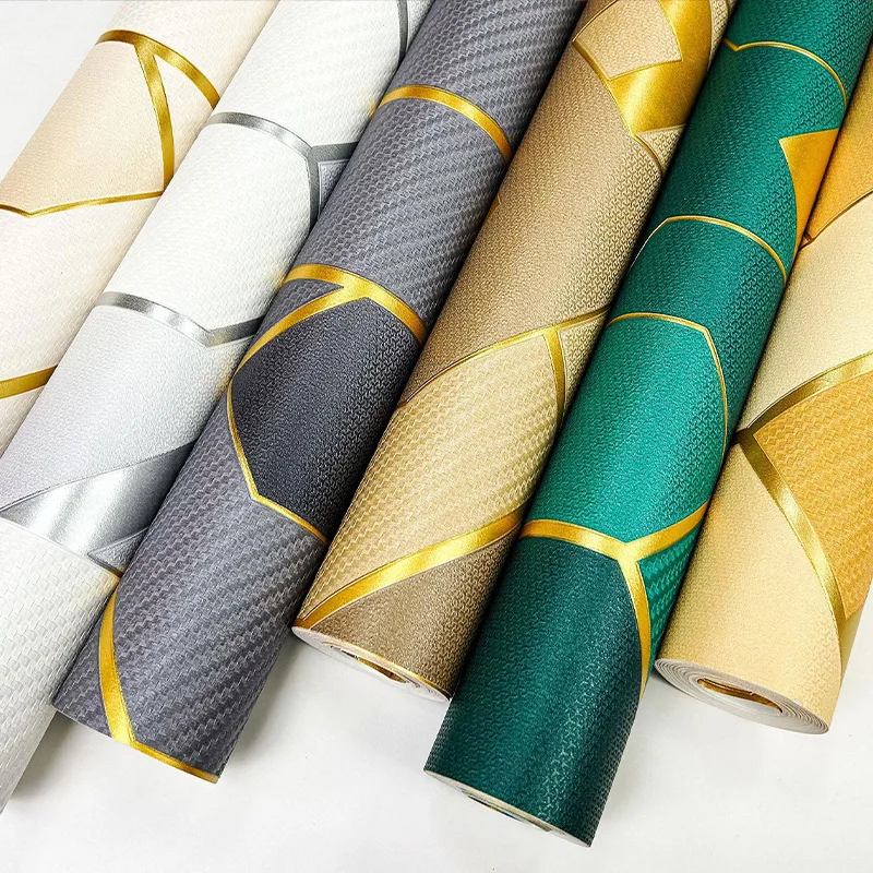 Modern Luxury Gold Line Geometric Wallpaper 3D Stereo Hexagon Wall Paper for Living Room TV Sofa Background Hotel Home Decor