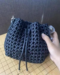 Lady Bucket Bags For Women Luxury Designer Handbags And Purses 2023 New In Nylon Hand Woven Hollow Out Decoration Crossbody Bag