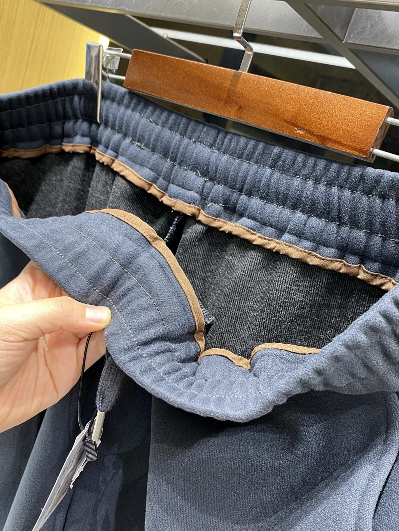 

Men's Thiened Winter Straight Leg Casual Pants One-Piece Fce Warm Sli Urban Faion Basic Color Elastic Waist