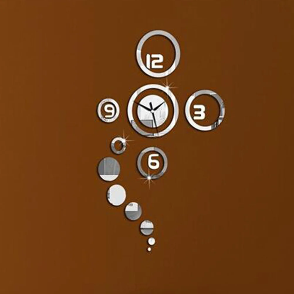 

Easy to Paste 3D Mirror Wall Decal DIY Acrylic Clock Silver Sticker for Living Room Bedroom Home Decor Mirror Wall Clock