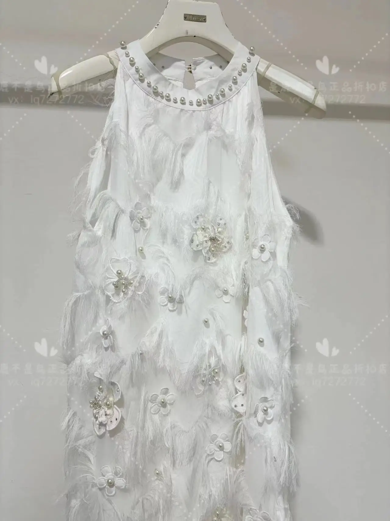 2024 Summer New Collection Sleeveless Rhinestone Embroidered Beadings Tassel Halter Short Dress Women Dresses