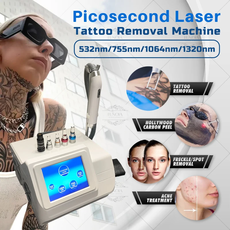 Portable Picosecond Laser Tattoo Removal Machine Carbon Peel Skin Rejuvenation Device Freckle Removal Acne Treatment Beauty