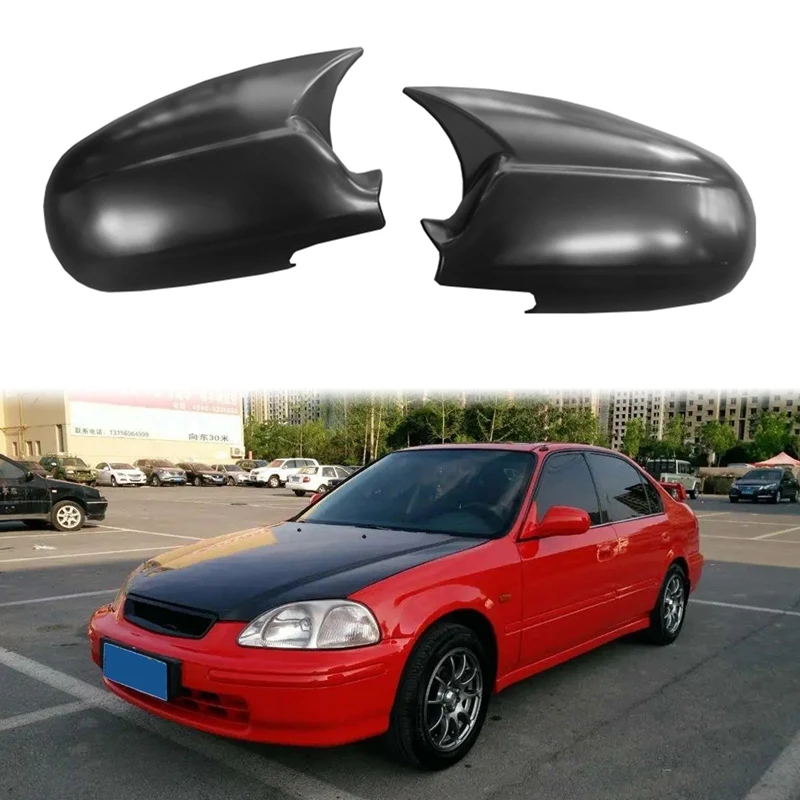 Car Rearview Mirror Cover Trim Door Side Rear View Ox Horn Shell For Honda Civic 1996-2001