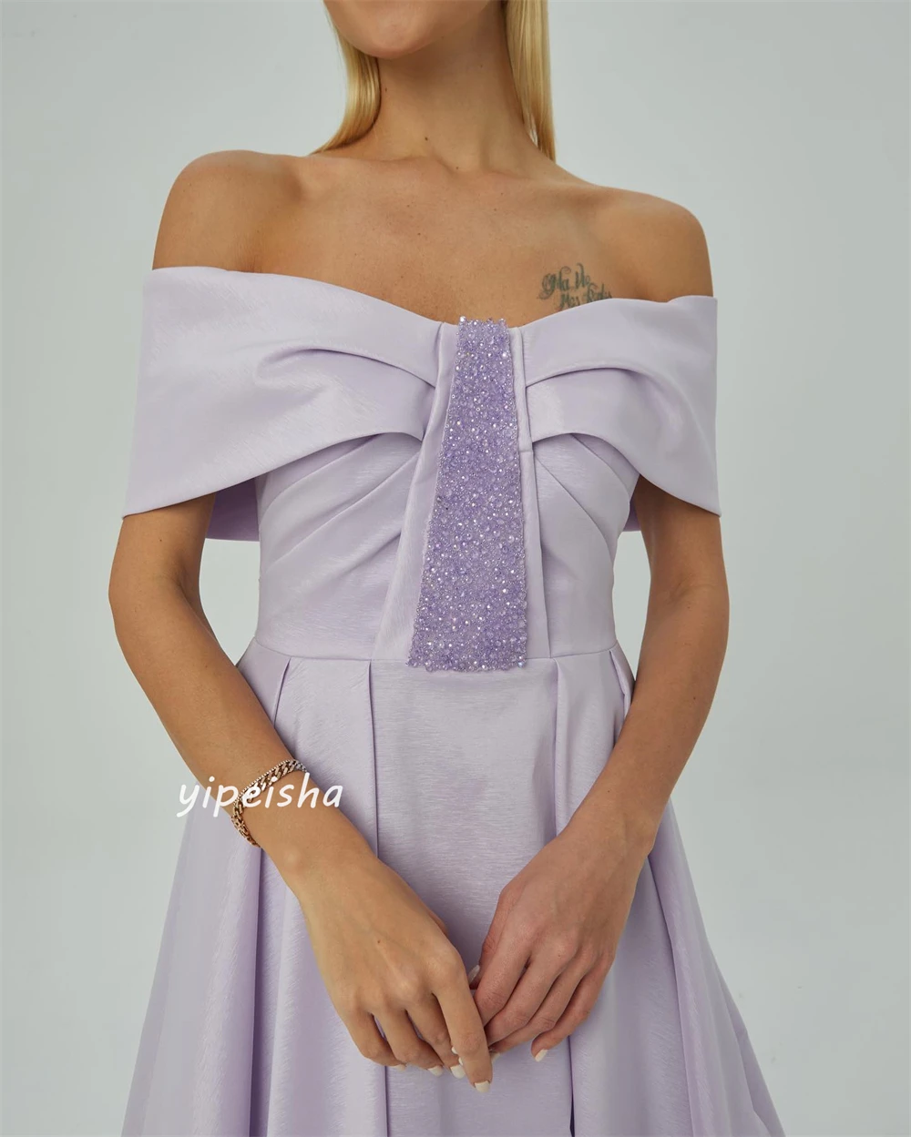   Jersey lantejoulas miçangas ruched quinceanera a linha fora do ombro sob medida vestido de ocasião vestidos longos baile