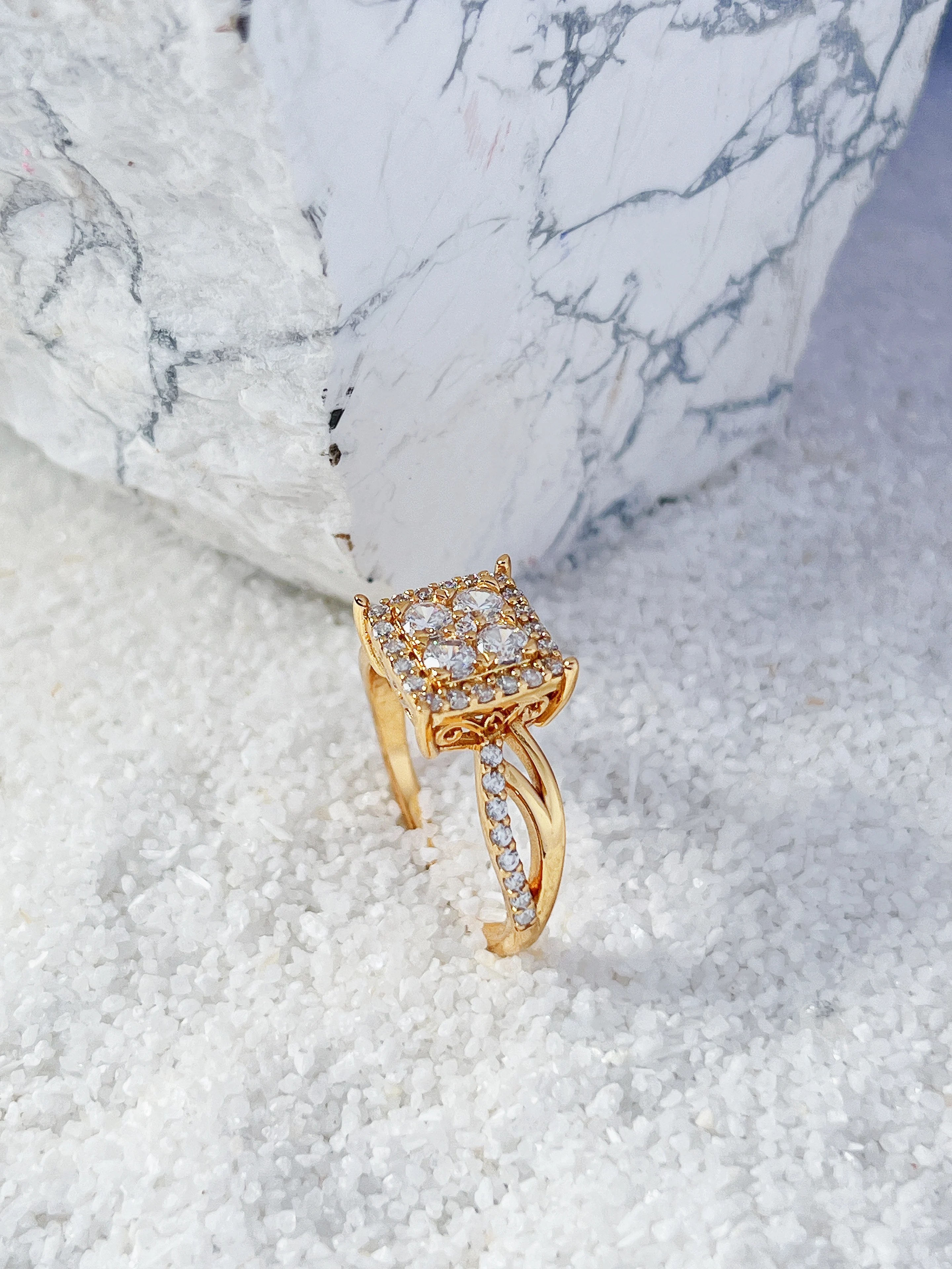 تصميم جديد عبر الحدود، مجموعة مربعة بسيطة هندسية، خاتم زركونيا يوميًا، نماذج مجوهرات متعددة الاستخدامات