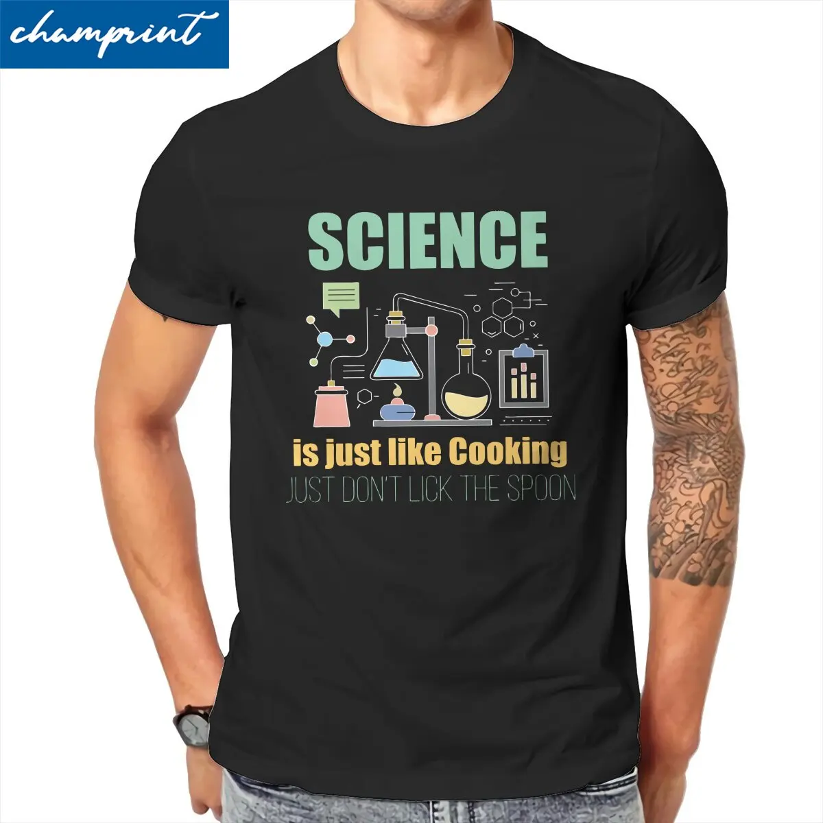 Science Is Just Like Cooking  T Shirts Men's  Cotton Creative T-Shirts Chemistry Scientist Tee Shirt Short Sleeve Clothing 6XL