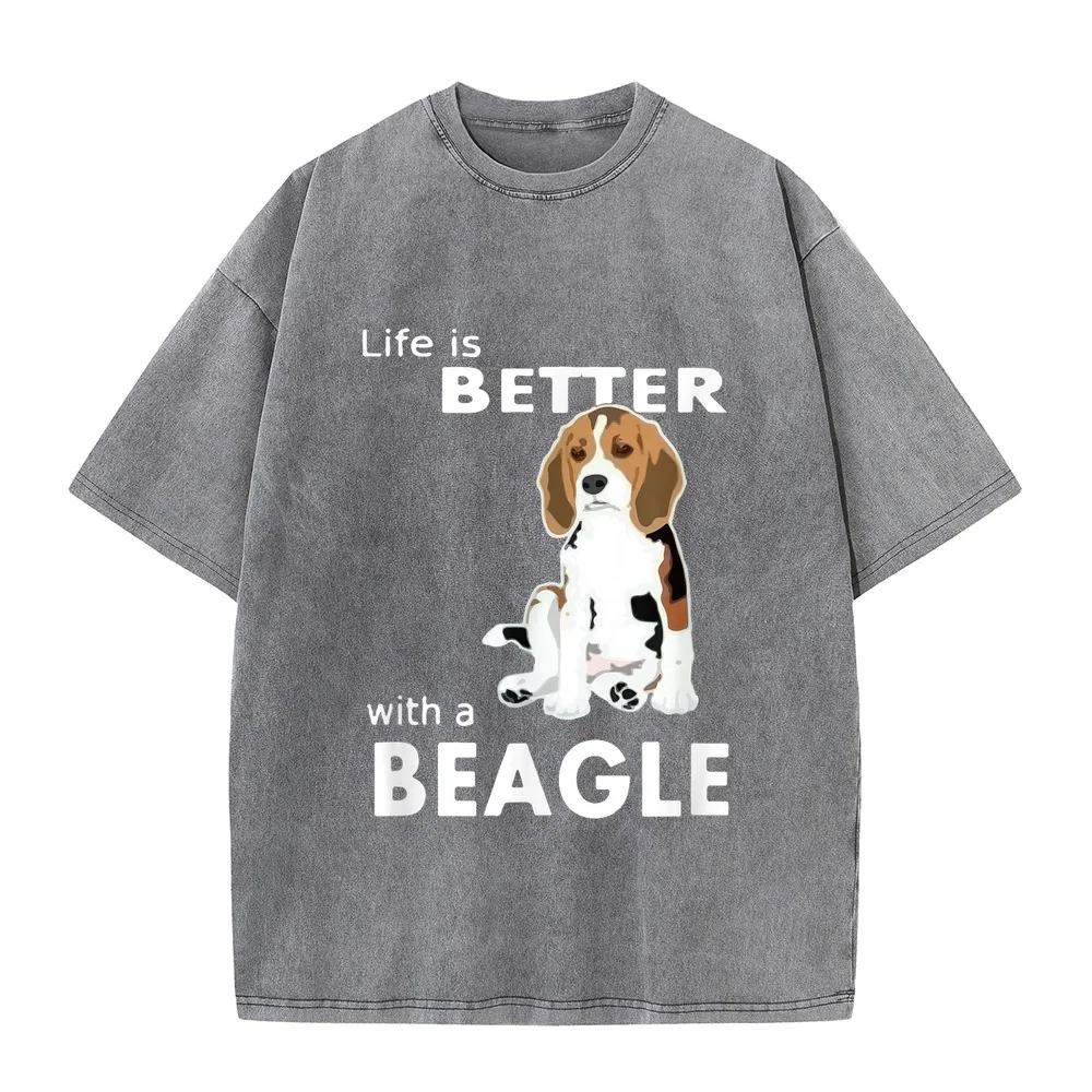 Life Is Better With A Beagle T-Shirt For Lovers Tops 반팔티 Men Short Sleeve T Shirt Women Summer Clothing Animal Lover Dog Dad Tee