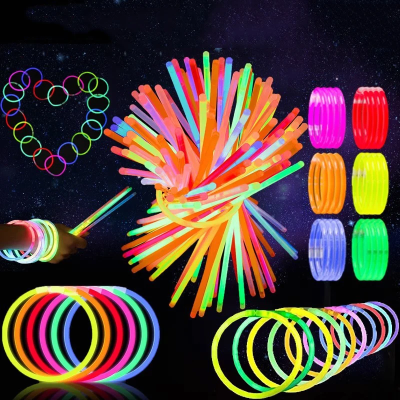 50pcs Party Fluorescence Sticks Glow in The Dark DIY Making Bracelets Necklace Colorful Sticks Christmas Wedding Decoration