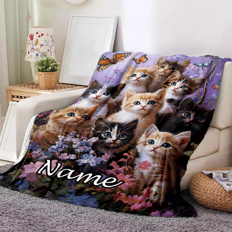 Personalized Custom Cat Designed Blanket, Soft and Warm, Suitable for Comfortable Nights. Very Suitable for Decorating Sofas