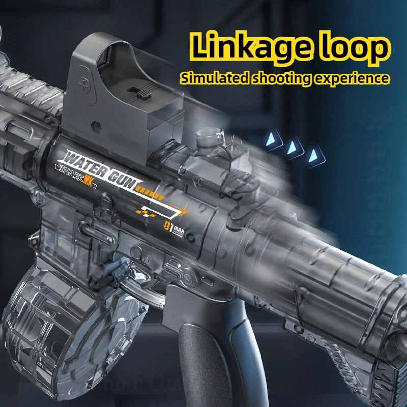 Pistolet na wodę elektryczny M416 dla dzieci, symulacja ognia LED, automatyczny, ciągły, pistolet na wodę, zabawka do strzelania na lato dla dzieci na zewnątrz.