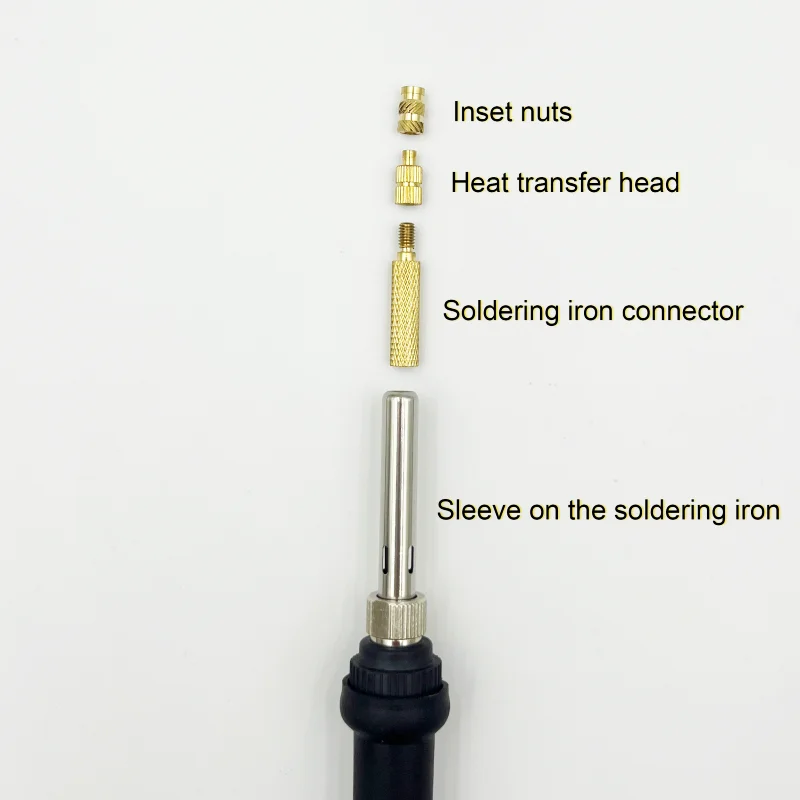 Imagem -05 - Rosca Inserir Porca de Bronze e Conjunto de Calor Inserir Ferramenta m2 m3 m4 m5 m6 m8 para Impressora 3d Ferro de Solda Digital Inserção ue us