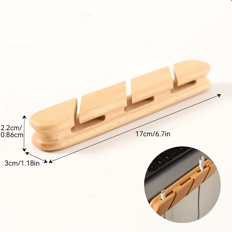 Solid Wood Cable Clips- Self-Adhesive Cord Organizer,Suitable for USB Charging Cables,Power Cords And Mouse Cables,Wooden Design