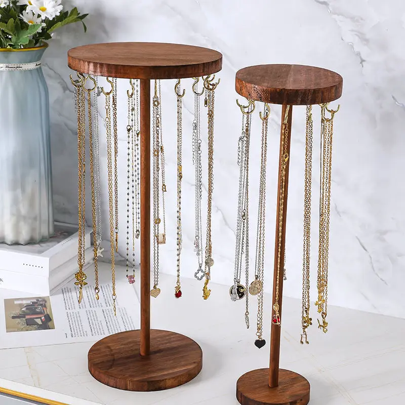 

Solid Wood Jewelry Organizer Display Holder Necklace Earrings Bracelets Display Stand Desktop Jewelry Storage Rack