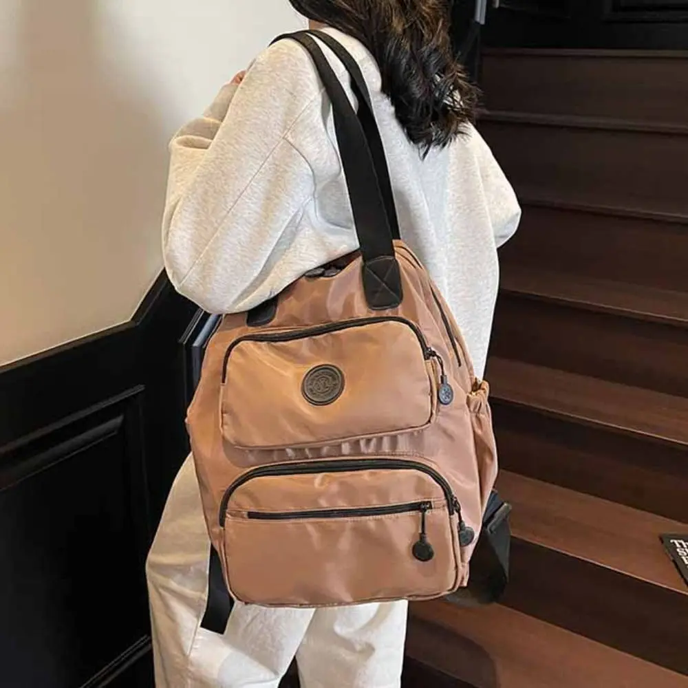 

Korean Style Sport Nylon Backpack Large Capacity Nylon Travel Shoulder Bag Solid Color Niche Design Fitness Bag Girls