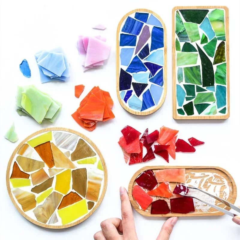 3.5oz/100g Polygon Mica Mosaic Tiles DIY Craft Colored Fragments Glass Tile Mosaic Making Materials Irregular Shape Pieces