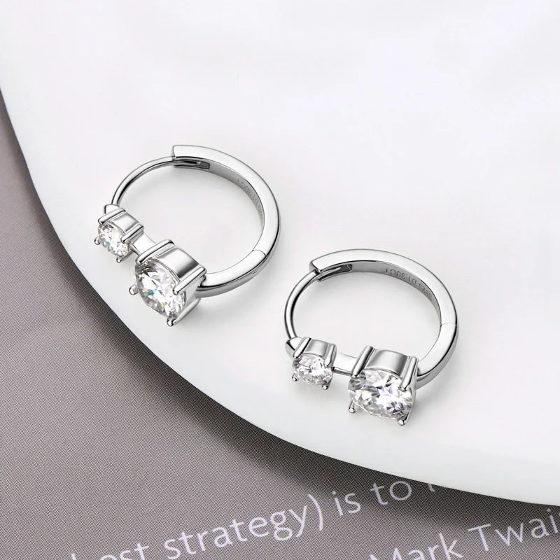 Four Stones Moissanite Small Hoop Earrings Lab Diamond Hoop Sterling Silver Cartilage Earrings for Women Girls Teens
