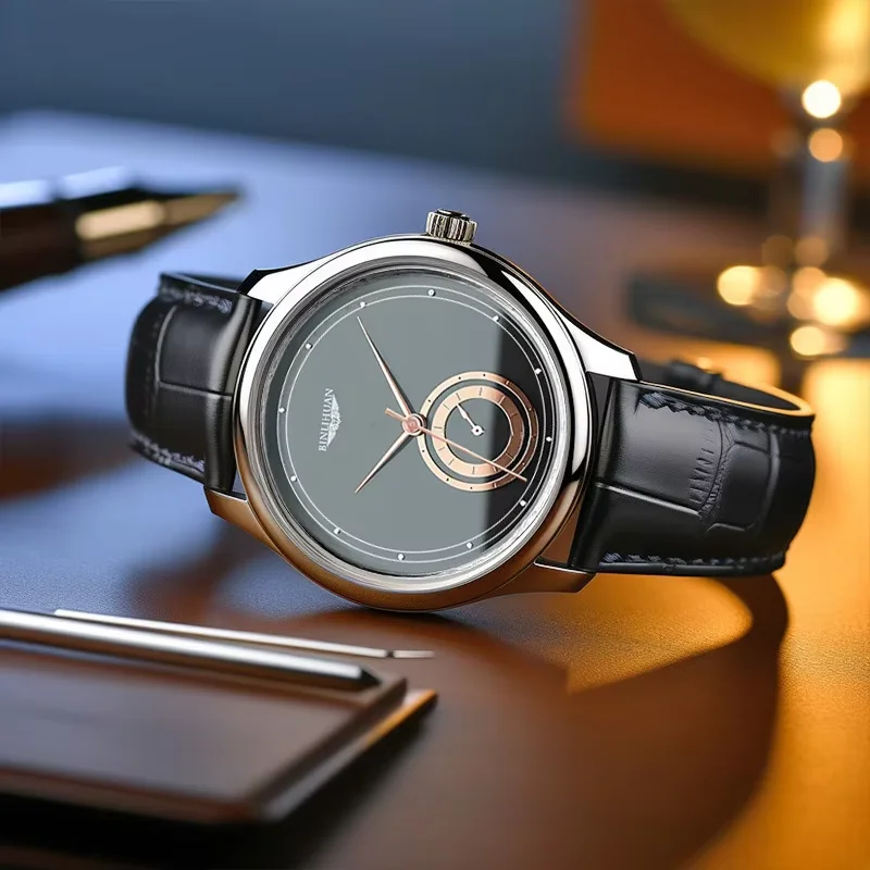 Classic Men‘s Quartz Watch with Fashion Metal Dial Leather Strap Man Watch Casual Business Male Clock Best Gift Choice Reloj view 6