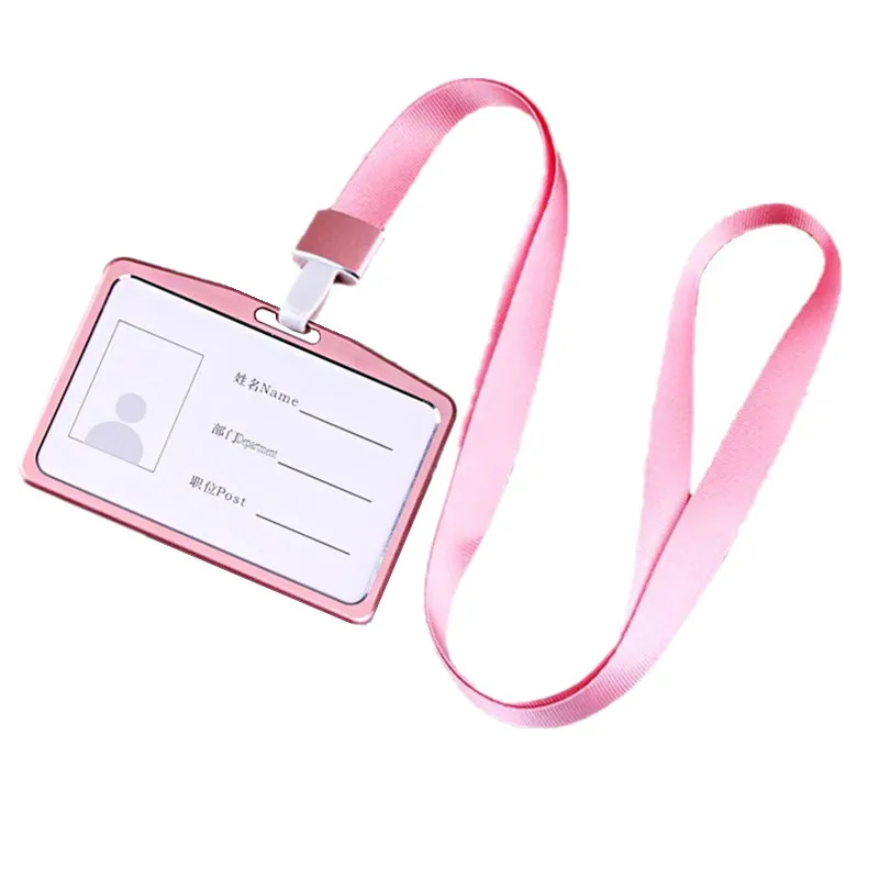 Horizontal Aluminum Alloy Pass Work Card Holder ID Badge Cover For Staff Nurse Working Permit Case Matel ID Name Card Protector