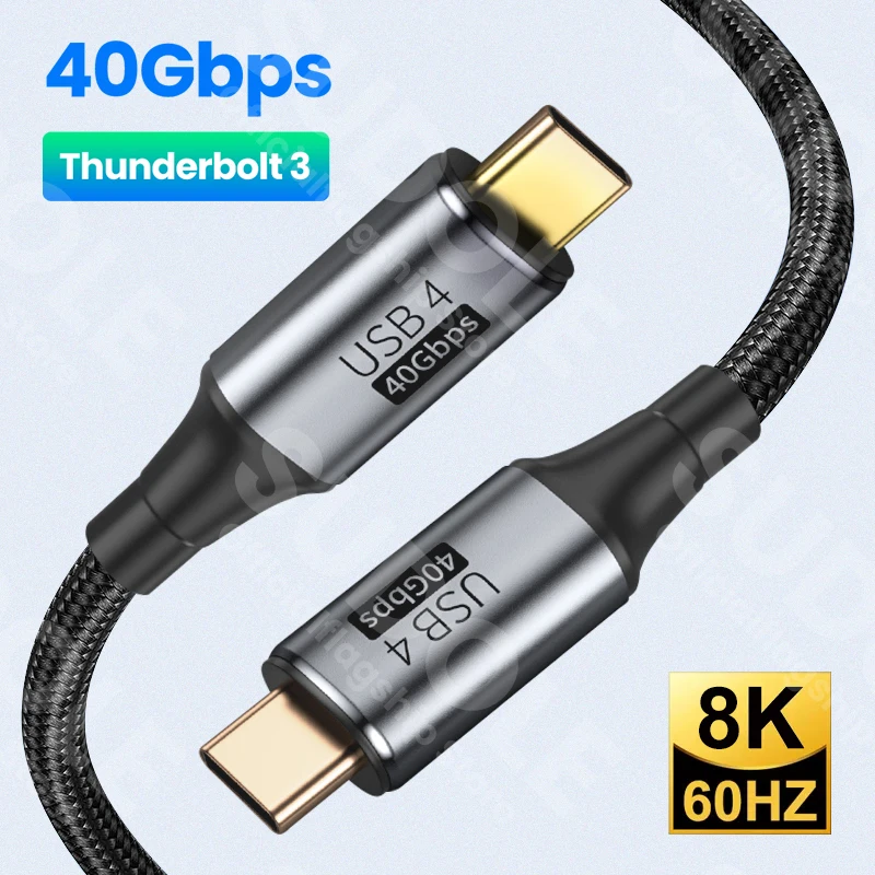 USB4.0 Thunderbolt 3 20/40Gbps Data Cable PD 100W 5A Fast Charging USB Type C to Type C 8K@60Hz Cable Cord For Macbook Pro 1m