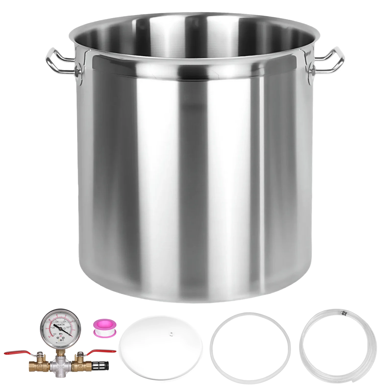 

304 Stainless Steel Degassing Chamber Kit with Clear Lid Vacuum Defoaming Drum Without Pump for Stabilizing Wood Epoxies Casting