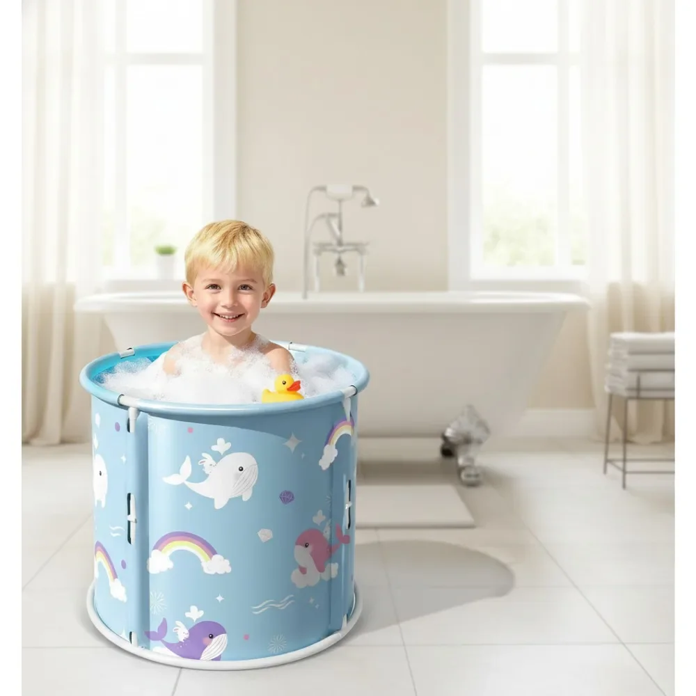 

Foldable Portable Bathtub for Kids and Adults, Hot/Cold Therapy Soaking Tub, Easy Storage 21.65x23.62in Blue