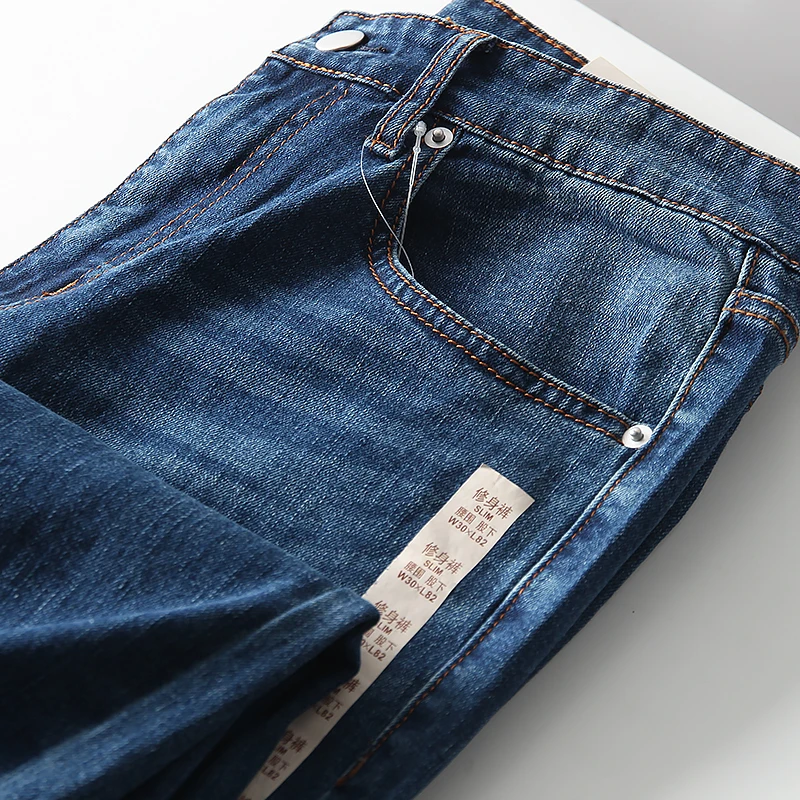 Comfortable Soft Men's Casual Straight Leg Stretchy Jeans Autumn Season Fashionable All-Match Loose Fit Male Model Clothing
