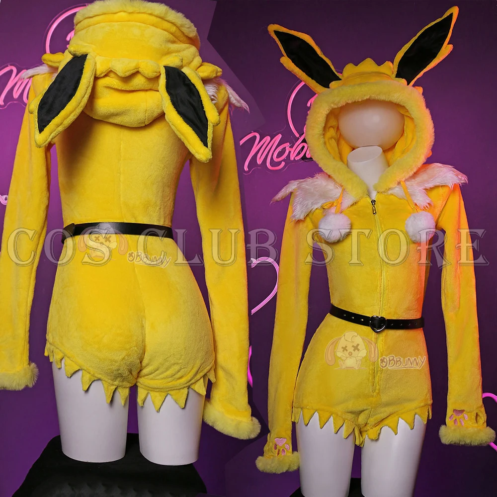 Anime Jo Lteon Voltali Cosplay Costume Blitza Role Jumpsuit Women's Dress Bunny Lingerie Cos Yellow Cute Nightclub Halloween