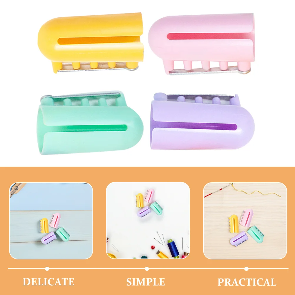 4 قطعة حامل غزل الإصبع البلاستيك الحياكة كشتبان أداة للكروشيه والحياكة الحرف السلس الغزل دليل منفصلة الملحقات