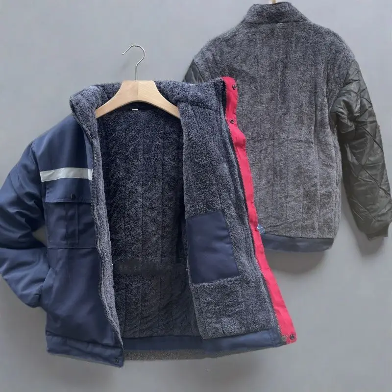 

Thiened Fce Winter Workwear Men's Jaet Overalls Labor Protection Cotton Coat Durable Maintenance Clothing Storage Logi...