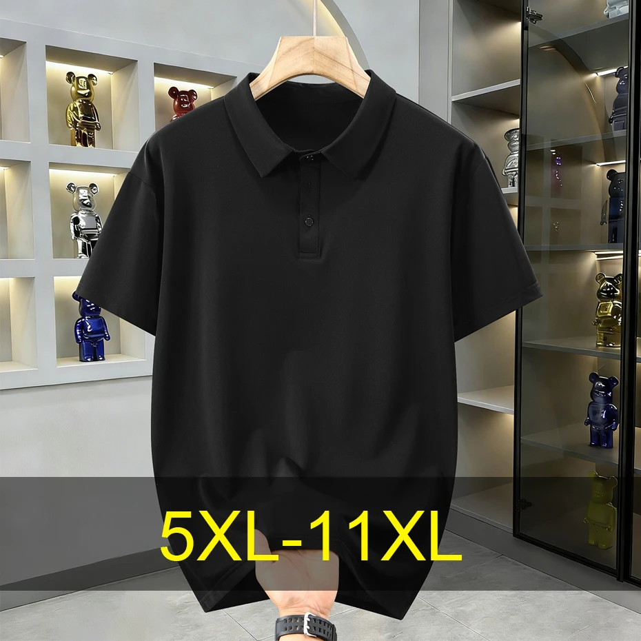 

Solid Color Polo Shirt Men Summer Short Sleeve Polo Shirt 10XL 11XL Plus Size Black Polo Shirts Male Big Size 10XL 11XL