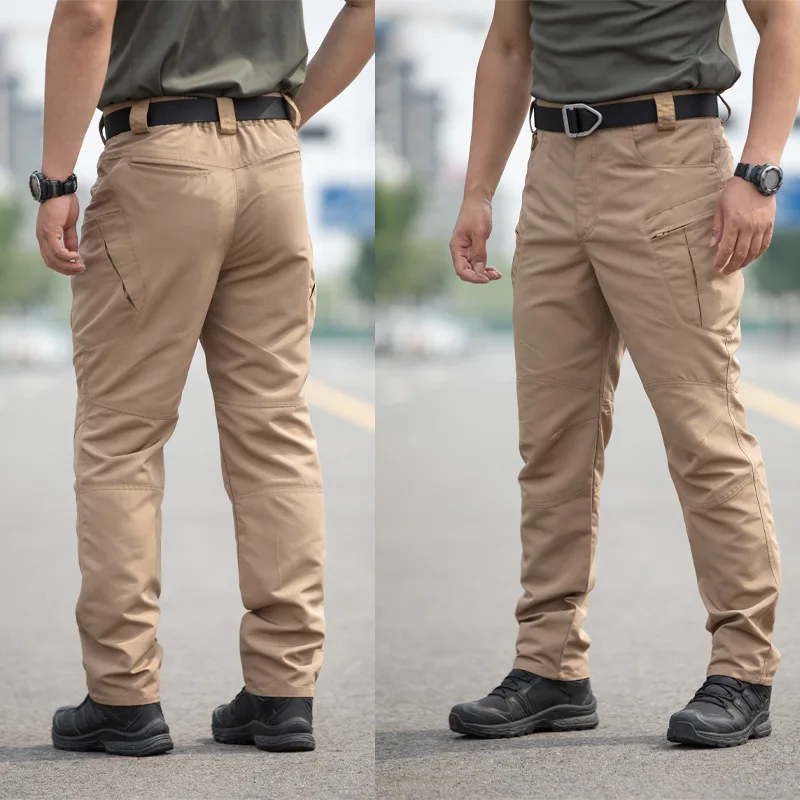Herren Rip-Stop Taktische Cargohose mit mehreren Reißverschlusstaschen, verschleißfeste gerade Arbeitshose, Outdoor-Wanderhose, Taktikhose – Detail 13