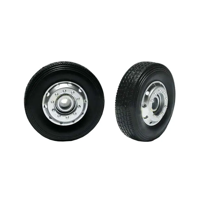 5PCS Simulation Front Tire Diameter 44mm Aperture 4mm Single Wheel Spare Tires Silver/Black Wheel Hub Cover for 1/24 Truck Model