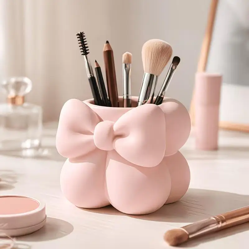 New 3D Stylish Desk Storage Bucket Multifunctional Makeup Brush Organizer Pen Holder For Eyebrow Brush