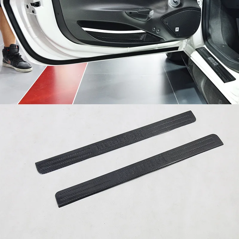 For Ferrari F458 F488 Carbon Fiber Door Sill Plates Set of 2