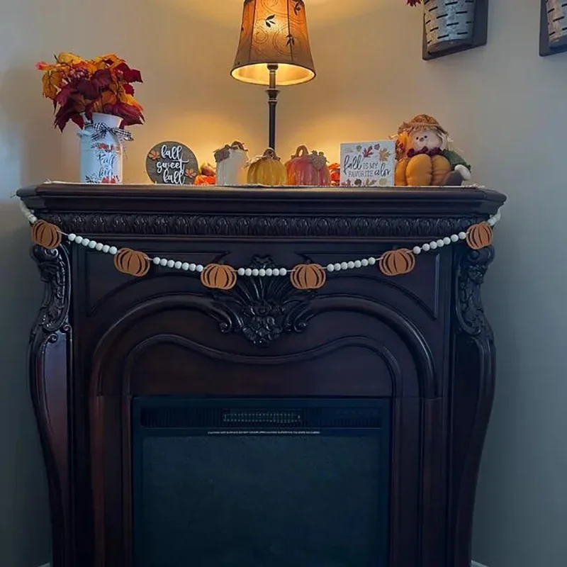 98inch Fall Pumpkin Banner Autumn Thanksgiving Festival Halloween Party Fireplace Mantle Wall Home Patio Garden Decoration