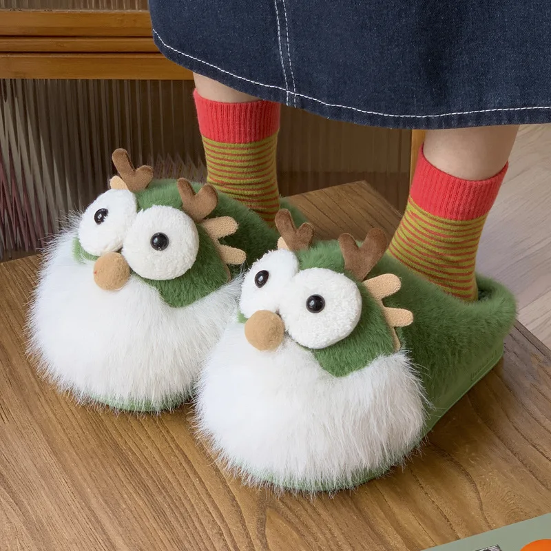 

Funny Cartoon Cotton Slippers For Women Autumn And Winter 2024 New Indoor Household Cute Warm And Plush Home Slippers