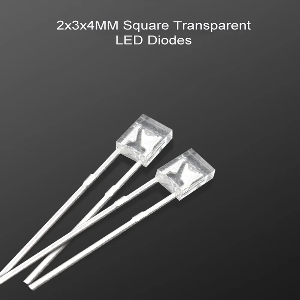 100Pcs LED Diode Lights 2x3x4mm 3mmTransparent Multicolor Bright Lighting Bulb Lamp Electronics Components Light Emitting Diodes