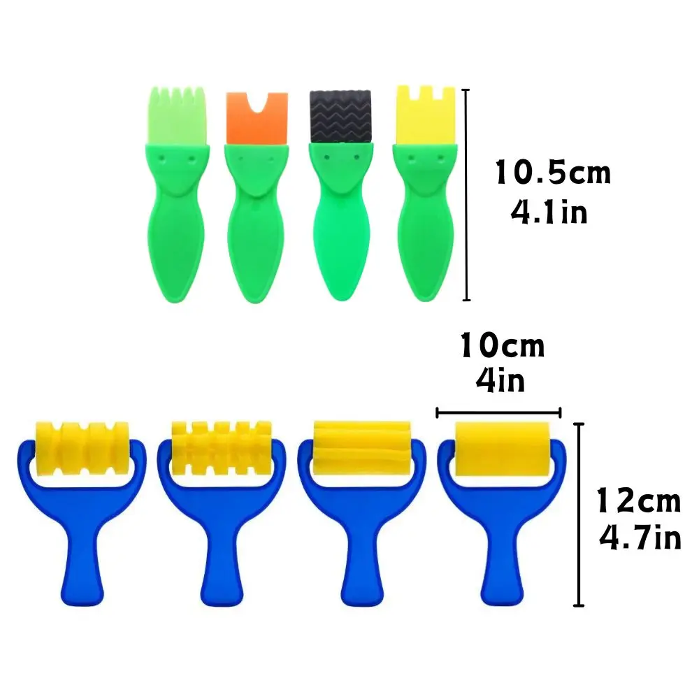 4pcs Sponge Painting Brush Set, Pattern Texture Foam Roller Brushes, DIY Art Graffiti Stamping Drawing Craft Tools YMY