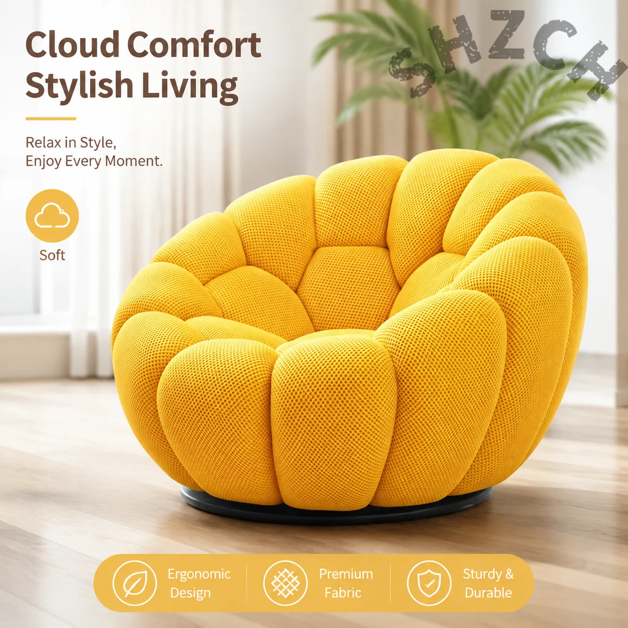 Einsitziges Designer-Kürbissofa für Balkon und Schlafzimmer, zum Liegen und Zurücklehnen geeignet, italienisches minimalistisches Rochburg Fußballsofa