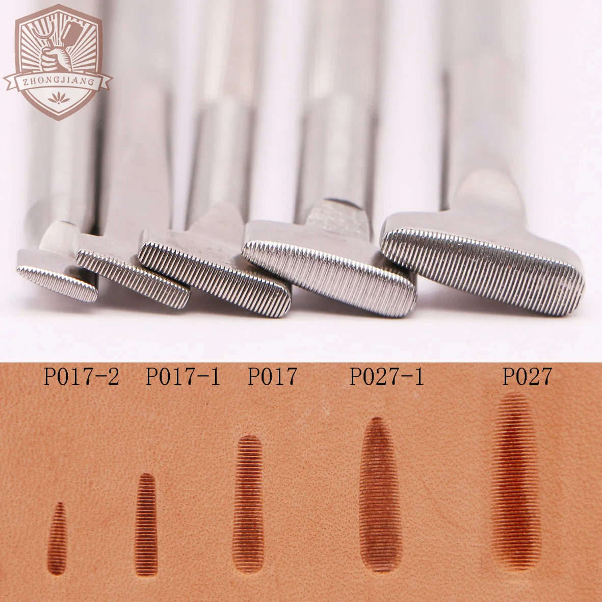 Leather Work Stamping Tool Thumb Contour Horizontal Stripes Pattern P017 P027Leather Carving Zhongjiang304Stainless streel Stamp