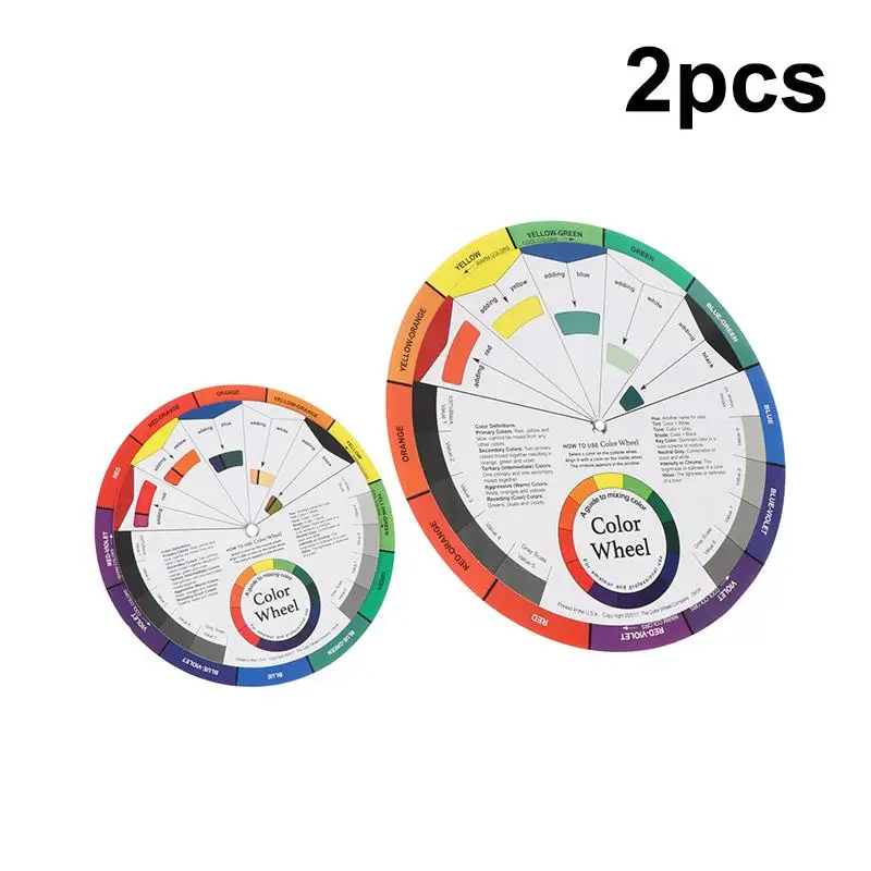 2Pcs Color Paper Card Wheel Three Tier Design Mix Guide Round Central Circle Rotates For Nails Microblading Tattoo Makeup Suppli