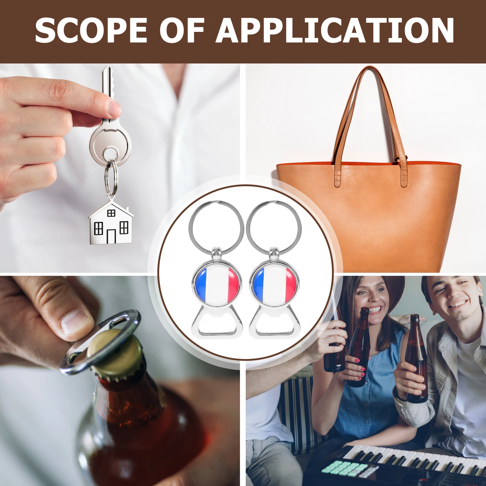 

2 Pcs Opener Flag Bottle Keychain Keyring Cap Manual Cute Keychains Openers