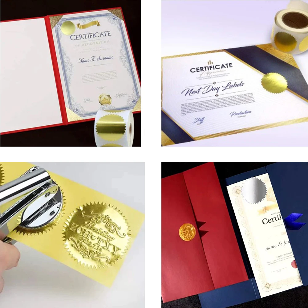 Goldene Glänzende Zahnradaufkleber 25-50mm Lasergeschnittene Dekorative Etiketten Prägestempel für Geschenkbox-Verpackung Scrapbook-Versiegelung – Detail 16