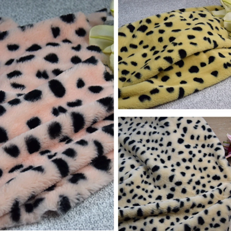 

Имитация кроличьего меха, леопардовая ткань в горошек для одежды, сумки, шарфа, ткань для украшения, шитье своими руками по метрам, оптовая продажа