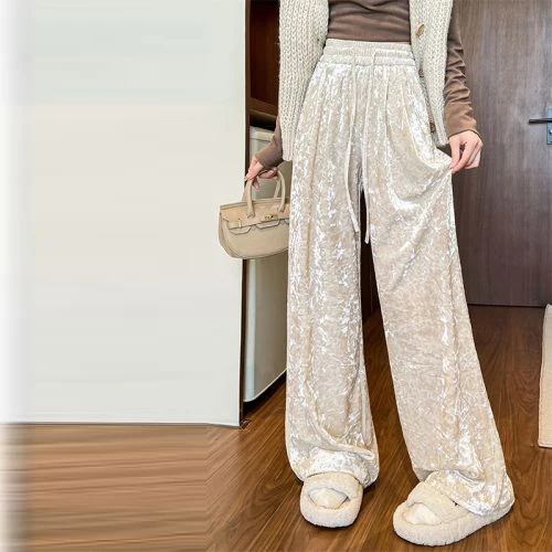 winter gold diamond velvet fabric pants, knitted elastic jacket, close fitting clothing, winter  korean fashion  pants women