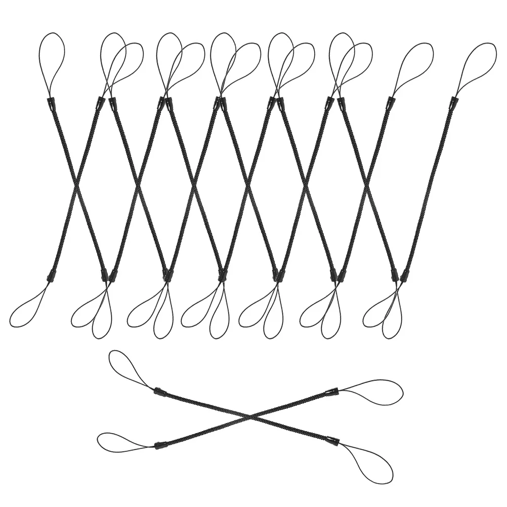 15 Pcs Telescopic Spring Rope Anti Lost for Pen Cell Phone Black Hand Writing Lanyards with Clips