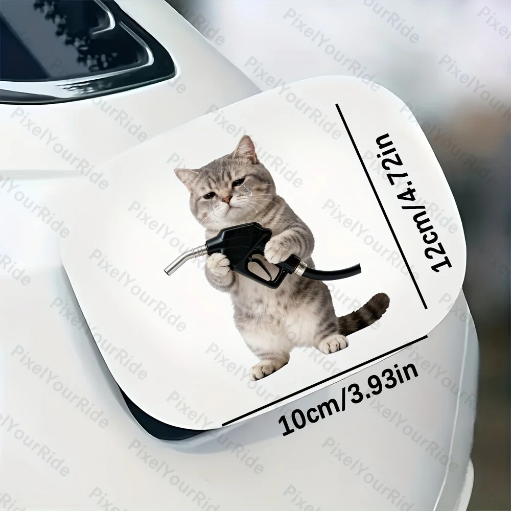1PC Tearful Emo Working Cat Car Sticker Funny for Car Fuel Tank Caps Window Motorctycle Easy To Apply Waterproof Vinyl Decals image 2