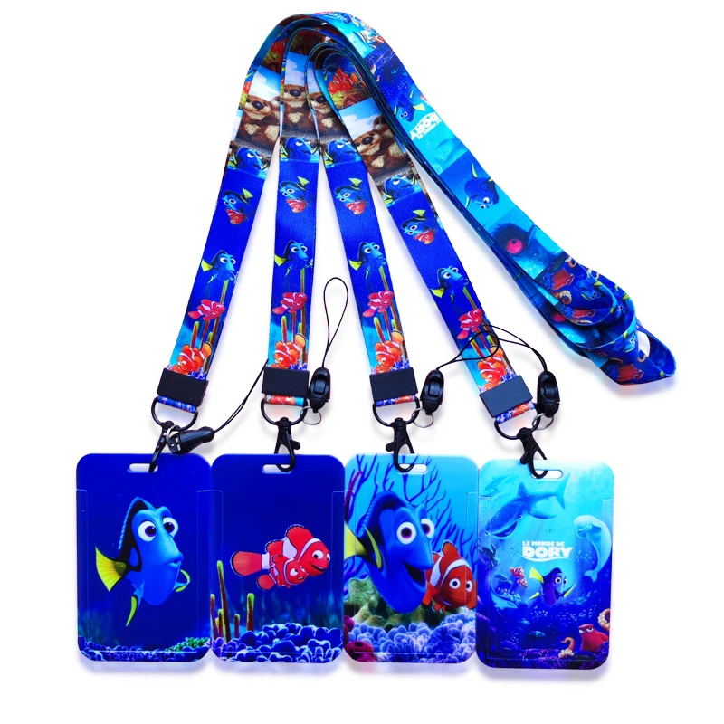 Disney Finding Nemo Women Card Holder Lanyards Cartoon Credit Card Case Neck Strap Dory ID Badge Holders Marlin Retractable Clip