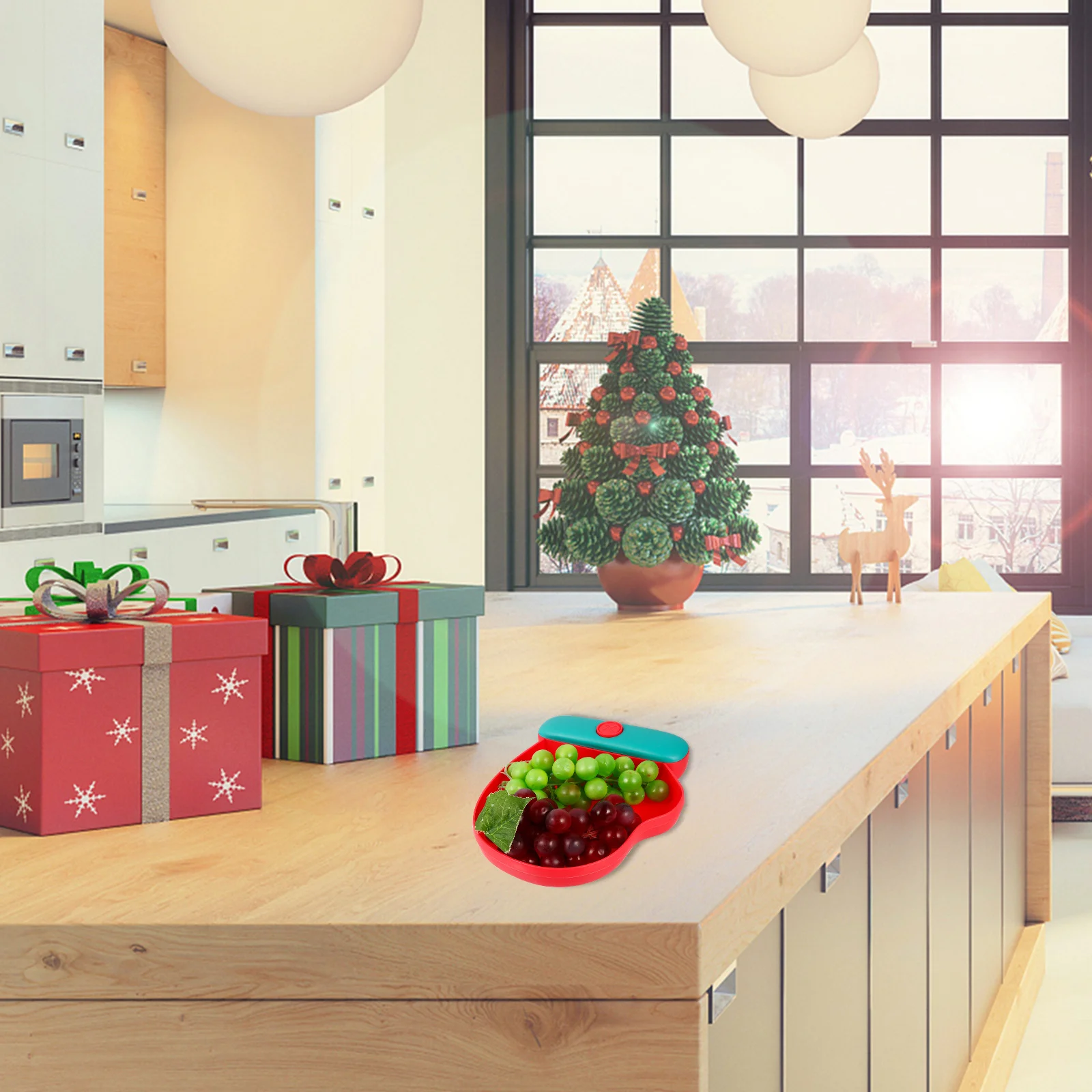 

1Pcs Christmas Fruit Tray Mitten Shape Snack Bowl Dish for Dessert Candy Nuts Round Edge Safe Comfortable Handling