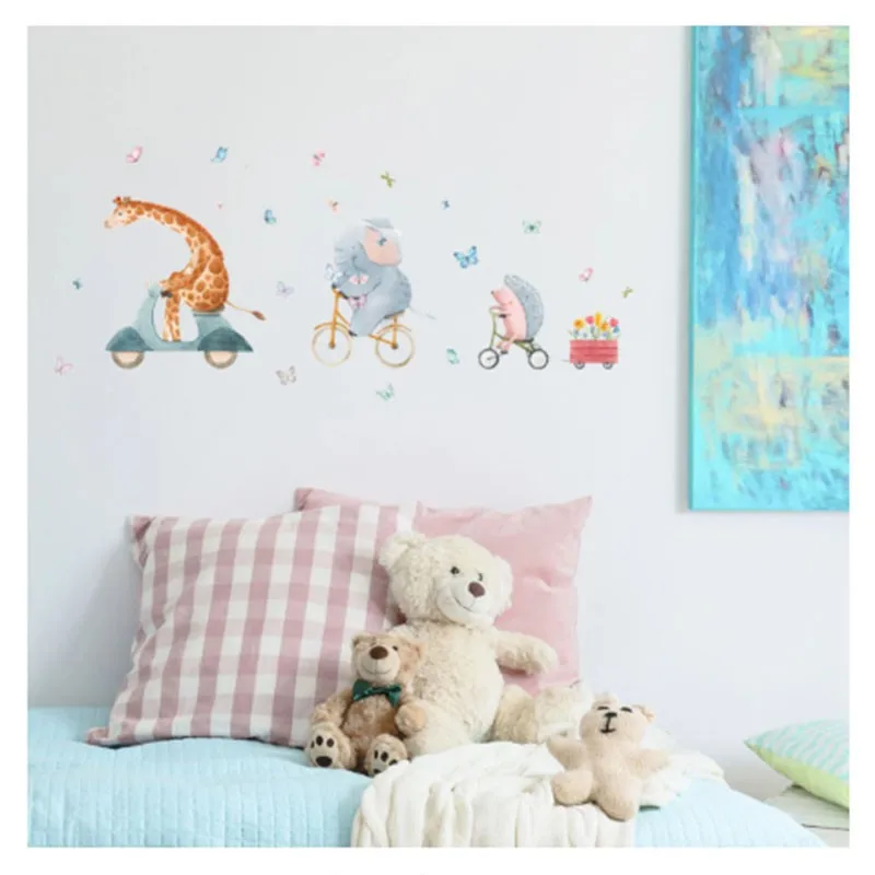 30x60cm Cartoon Elephant Butterfly Animal Wall Decal Removable Wall Sticker Living Room Bedroom Study Dining Home Decor Ms2007